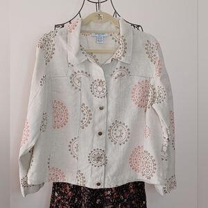 Paraphrase 100% Linen Embroidered Jacket- Size 2X